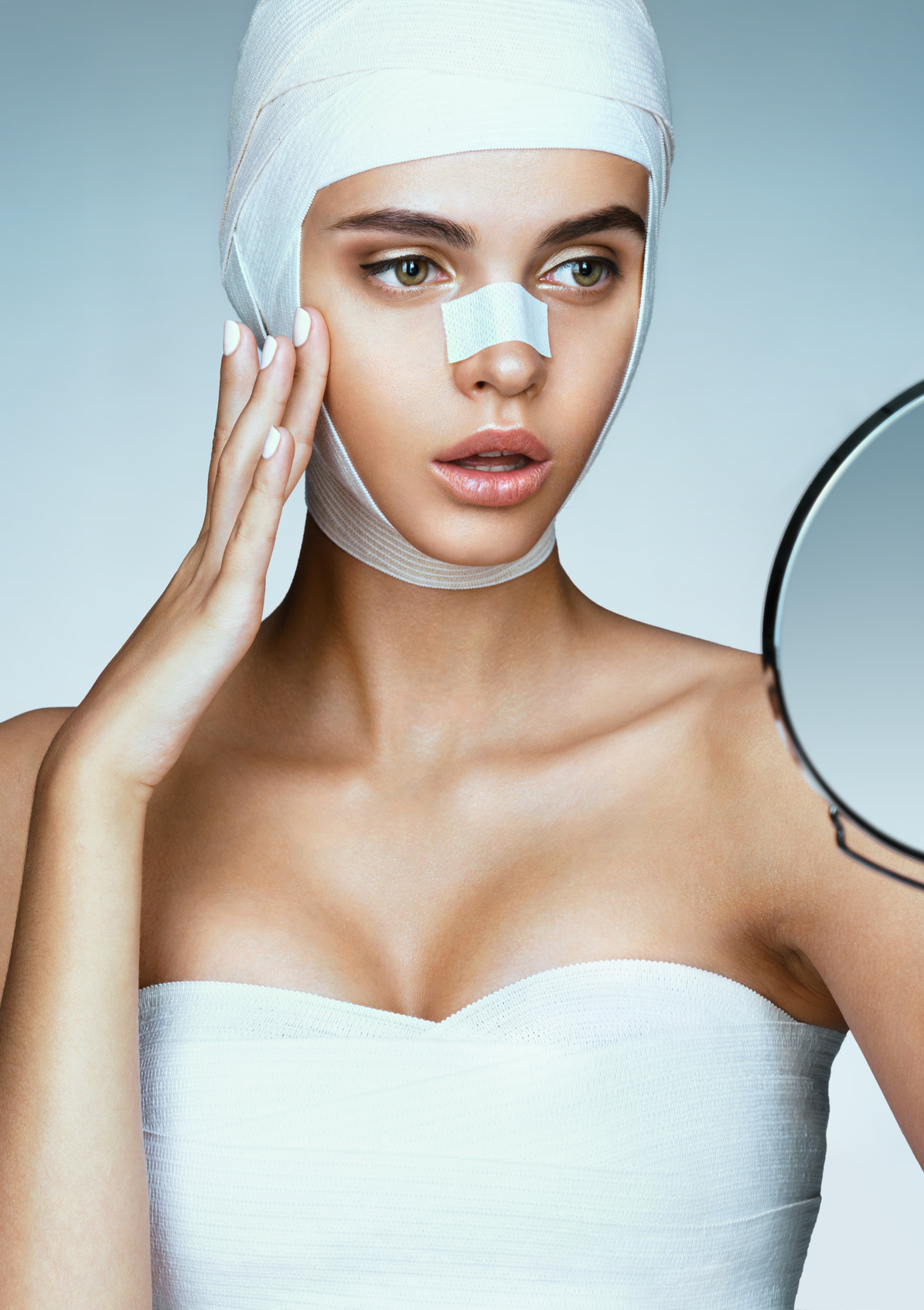 Young woman after plastic surgery